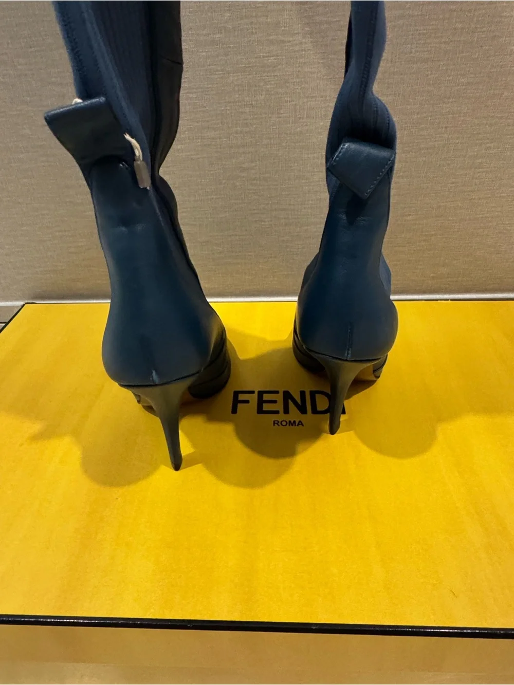 Fendi Rockoko Women's Over-the-Knee Leather Boots - Blue NWT!! 7.5/37.5